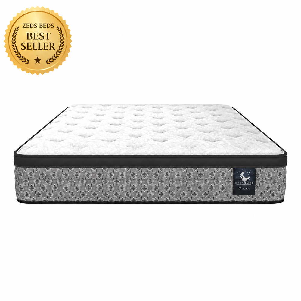 Cascade Cooling Euro-Top mattress with large Zeds Beds Best Seller badge