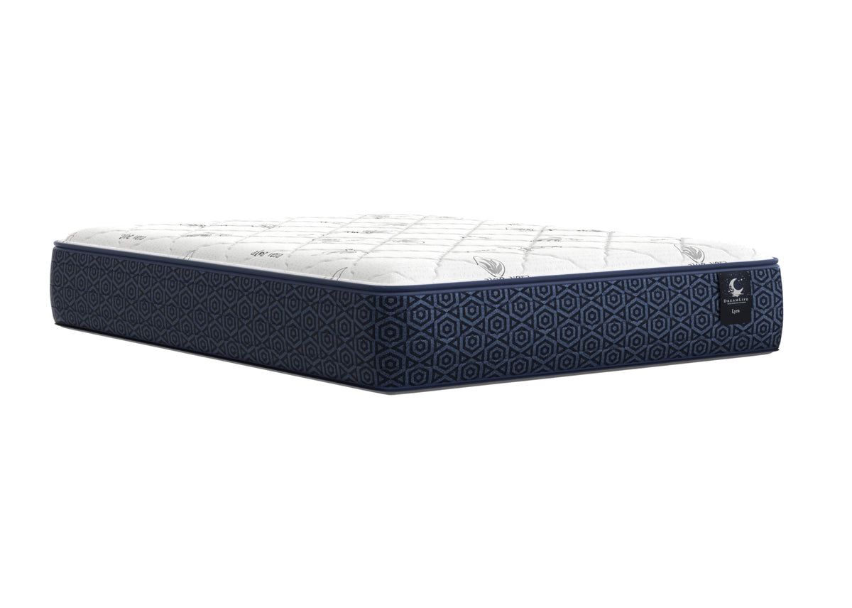 Angled view of the Lyra tight-top foam mattress