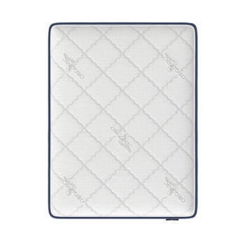 White quilted organic cotton sleeping surface of the Siesta mattress