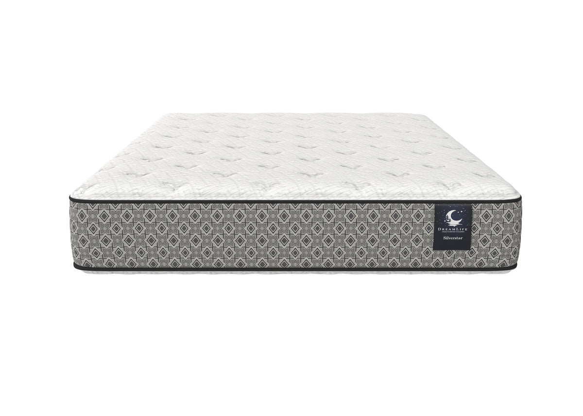 Front view of the SilverStar 11-inch two-sided mattress with organic cotton, orthopedic latex and pocket coils.