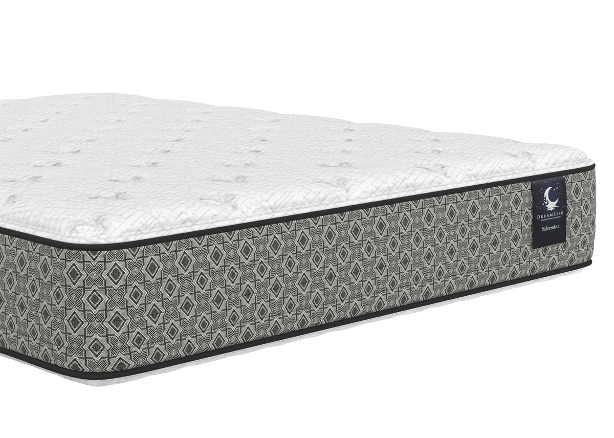 Close Up profile of the SilverStar 11-inch flippable mattress showing its finished top and bottom surfaces.