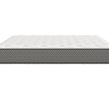 Side profile of the SilverStar 11-inch flippable mattress showing its finished top and bottom surfaces.