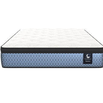 Front view of the Tantalus 14-inch European pillow top mattress with cooling materials and zoned pocket coils.