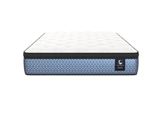 Front view of the Tantalus 14-inch European pillow top mattress with cooling materials and zoned pocket coils.