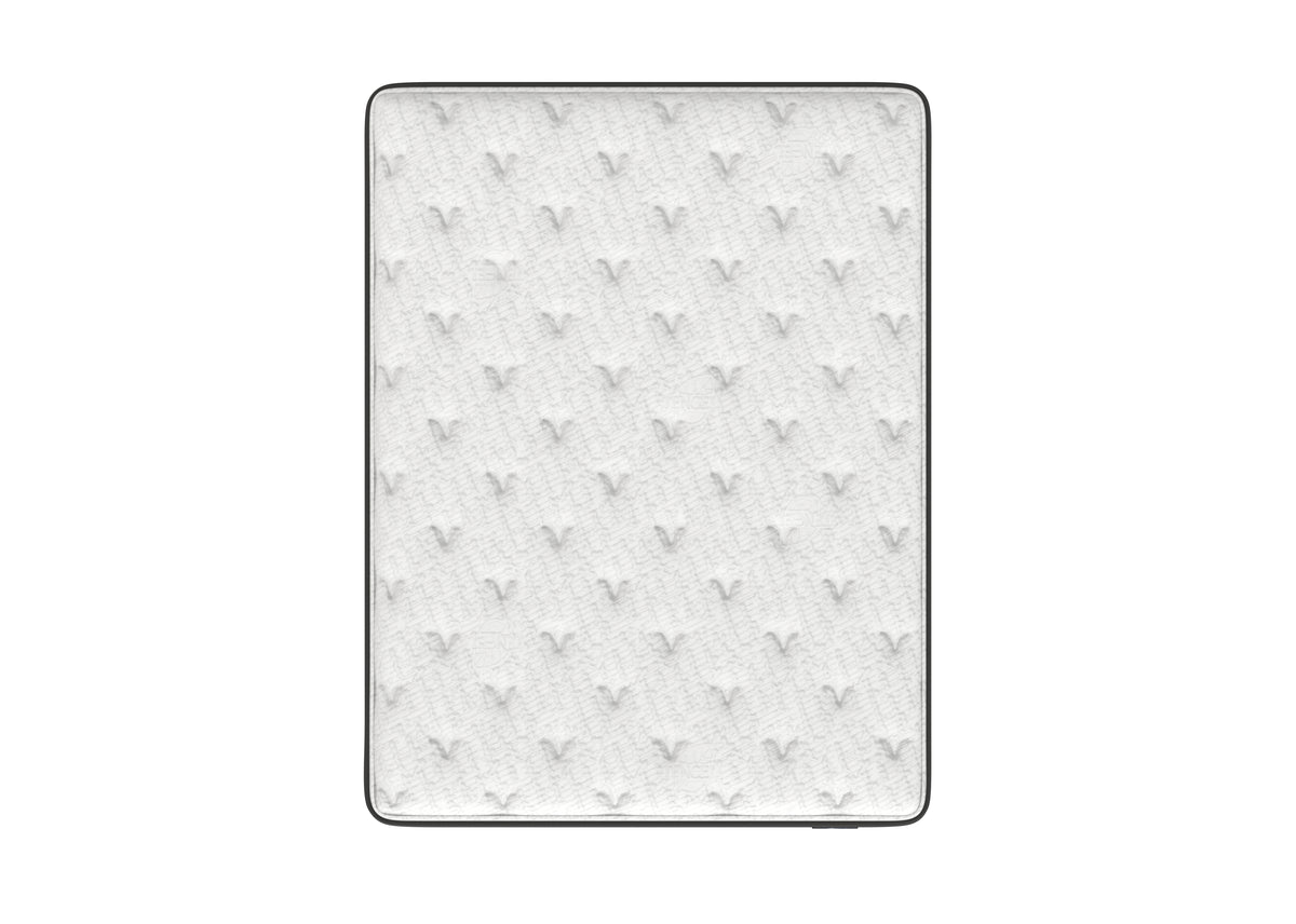 Top profile of the Zenith firm Euro top mattress showing its supportive foam-encased edge.